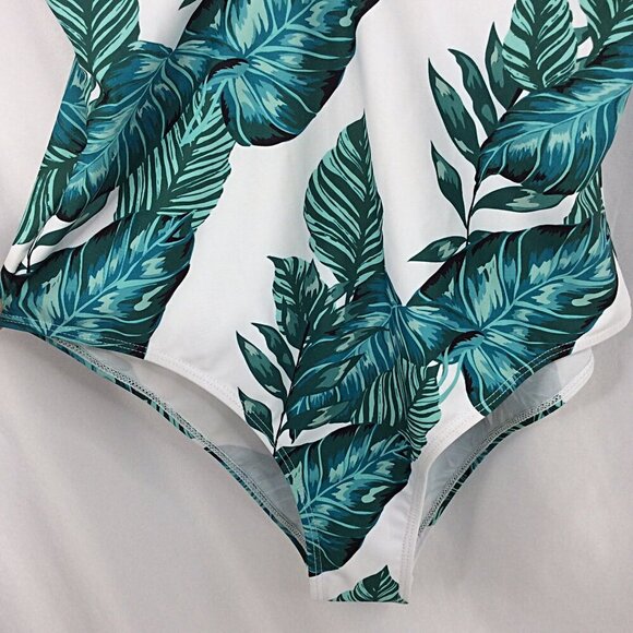 Beachsissi One Piece Swimsuit Womens Size Medium Green Palm Leaves Padded Bra - Picture 7 of 10
